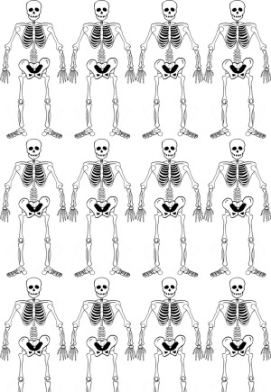 Geschenkpapier zu Halloween: Skelette